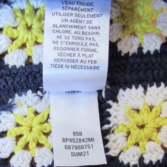 BP. Daisy Crochet Tank Top XS Navy Yellow White - Picture 5 of 10